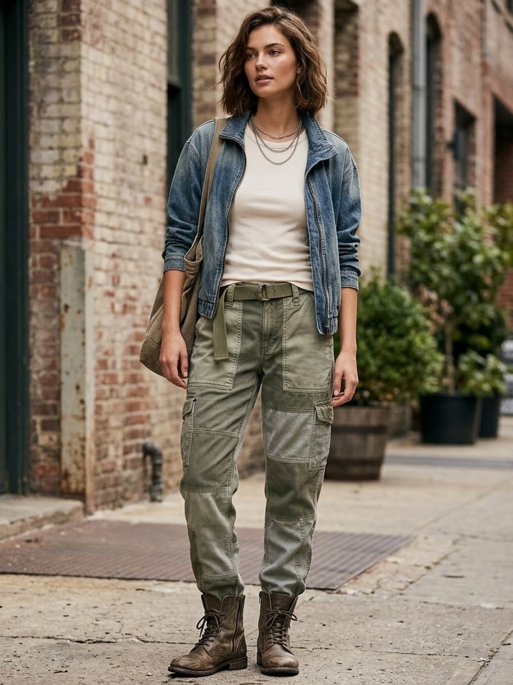 American Eagle High Rise Patchwork Lyocell Green Pants 4.